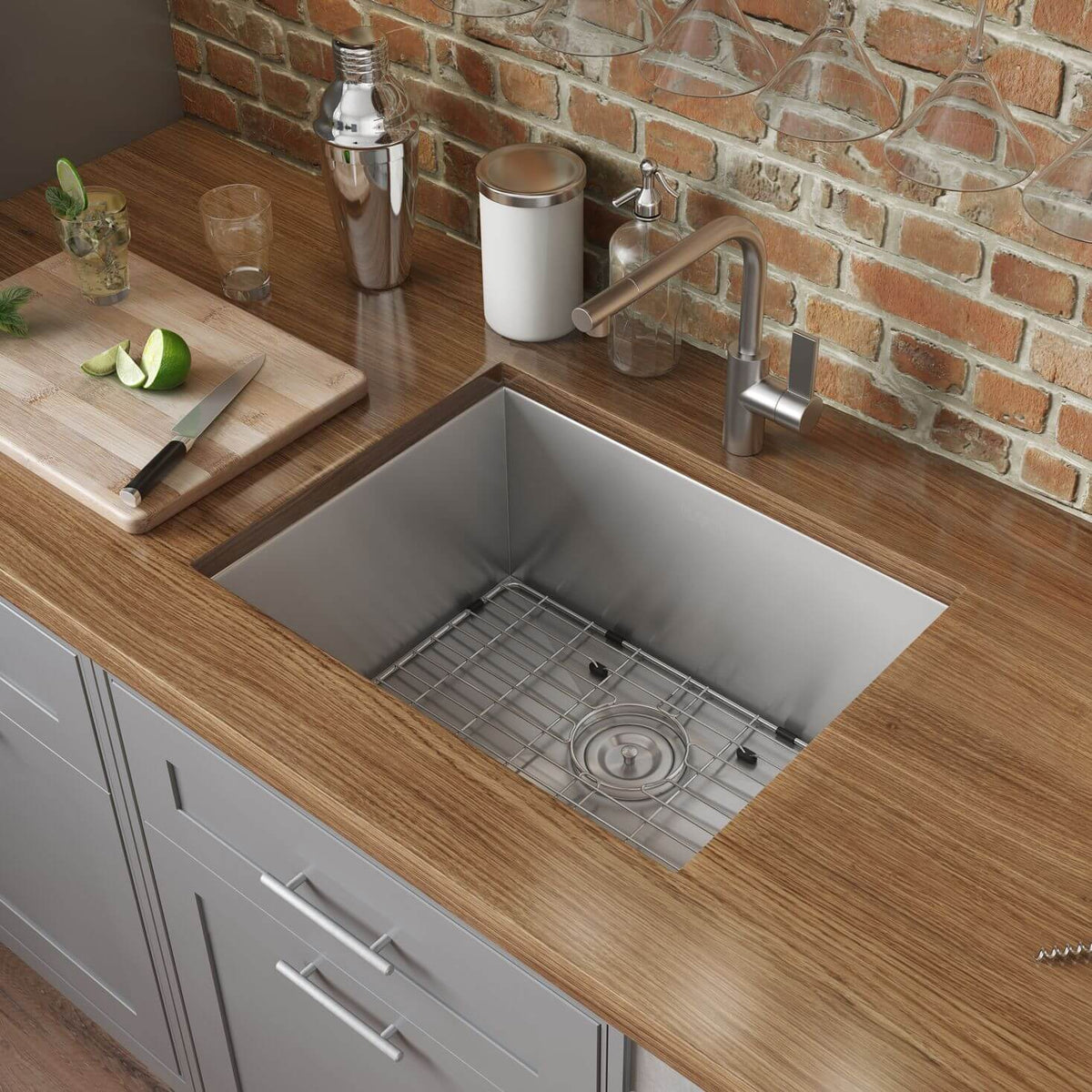Ruvati Undermount 16 Gauge Zero Radius Bar Prep Kitchen Sink Stainless Steel Single Bowl - 23"