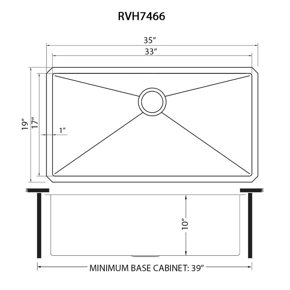 Ruvati Undermount 16 Gauge Rounded Corners Large Kitchen Sink Stainless Steel Single Bowl - 35"