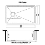 Ruvati Slope Bottom Offset Drain Undermount Kitchen Sink Single Bowl Stainless Steel - 30"