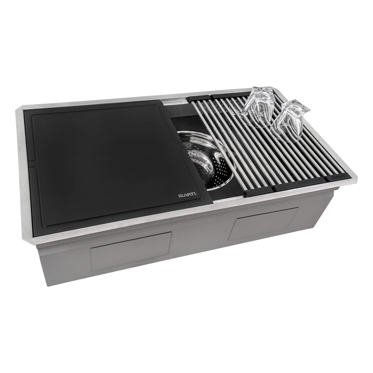 Ruvati Dual-Tier Nova 33-inch Workstation Two-Tiered Ledge Undermount Kitchen Sink 16 Gauge Stainless Steel