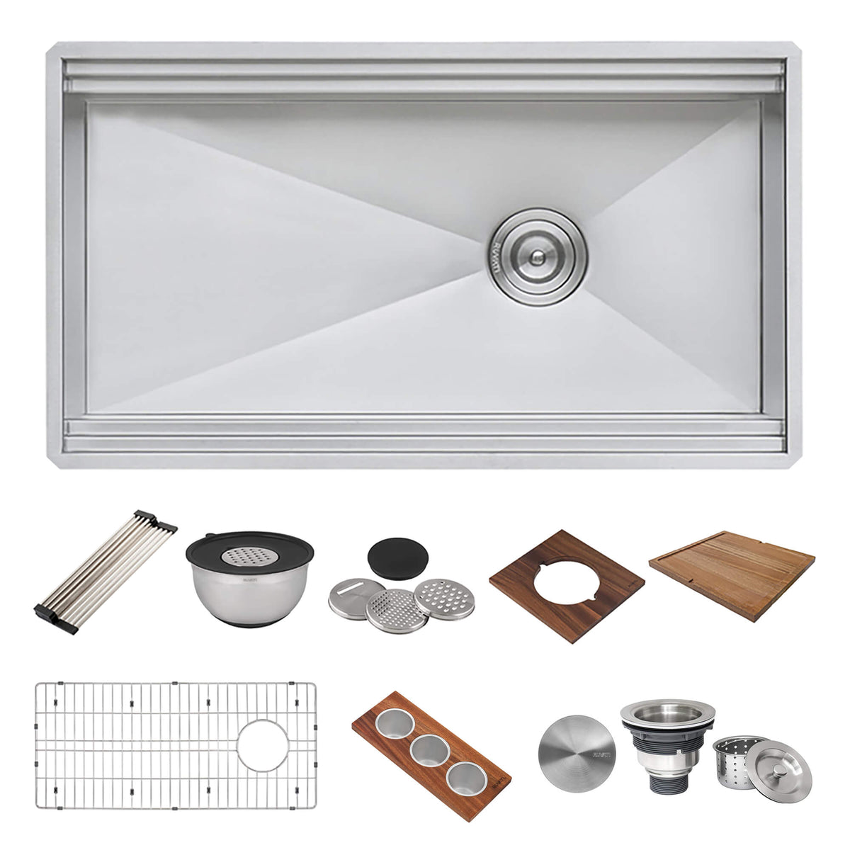 Ruvati Dual Tier 39-inch Workstation Two-Tiered Ledge Undermount Kitchen Sink 16 Gauge Stainless Steel