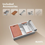 Ruvati Roma Pro 32 inch workstation sink accessory detail
