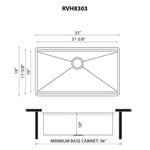 Ruvati Workstation Ledge Rounded Corners Undermount 16 Gauge Kitchen Sink Single Bowl - 33"