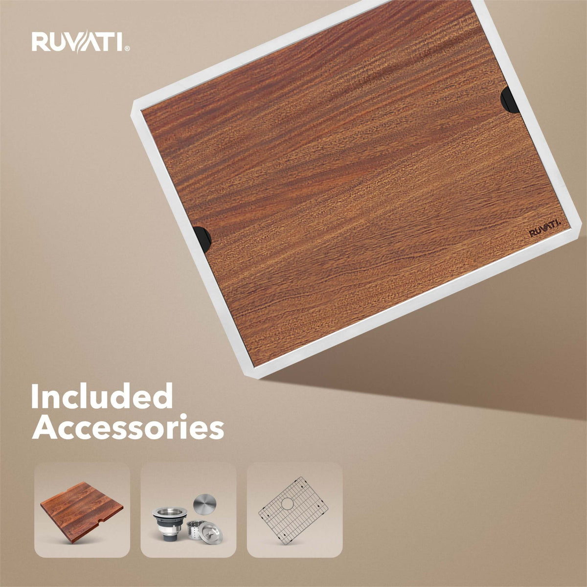 Ruvati Roma 23 inch bar prep sink with ledge accessories