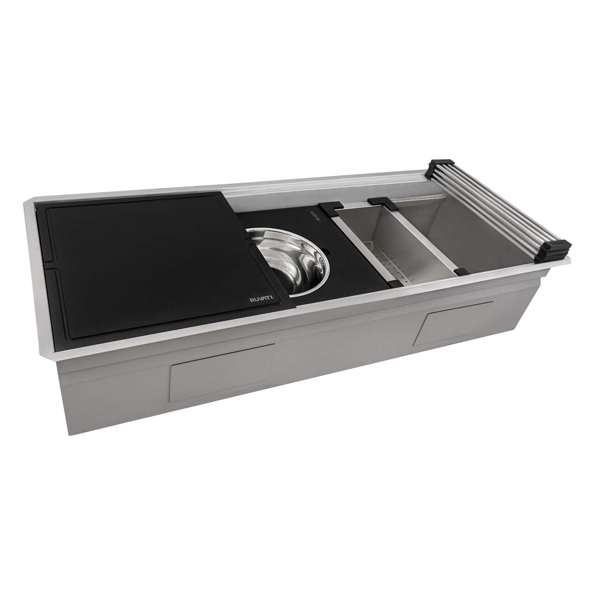 Ruvati Dual-Tier Nova 45-inch Workstation Two-Tiered Ledge Undermount Kitchen Sink 16 Gauge Stainless Steel