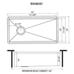 Ruvati Workstation Slope Bottom Offset Drain Undermount 16 Gauge Kitchen Sink - 33"