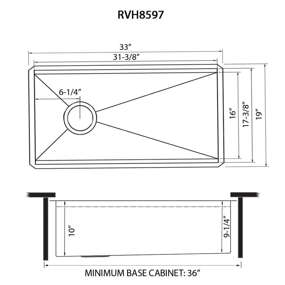 Ruvati Workstation Slope Bottom Offset Drain Undermount 16 Gauge Kitchen Sink - 33"