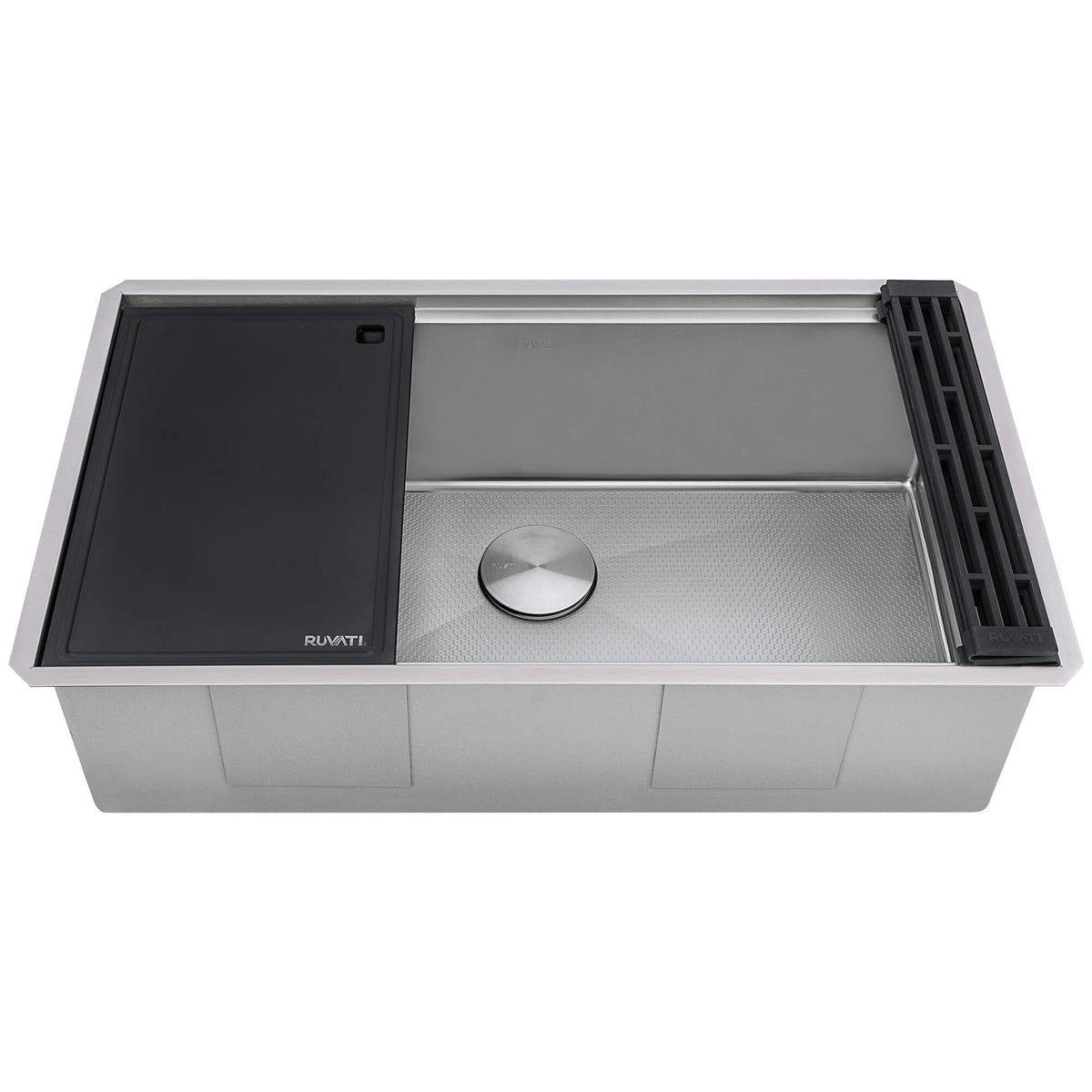 Ruvati Roma Hex 33-inch HexBottom Workstation Undermount Kitchen Sink 16 Gauge Stainless Steel