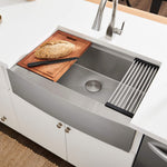 Ruvati Apron-front Workstation Farmhouse Kitchen Sink 16 Gauge Stainless Steel Single Bowl - 33"