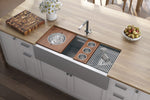Ruvati Dual Tier 45 inch apron-front sink installed in kitchen