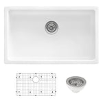 Ruvati Fireclay Undermount / Drop-in Topmount Kitchen Sink Single Bowl - 27" - White