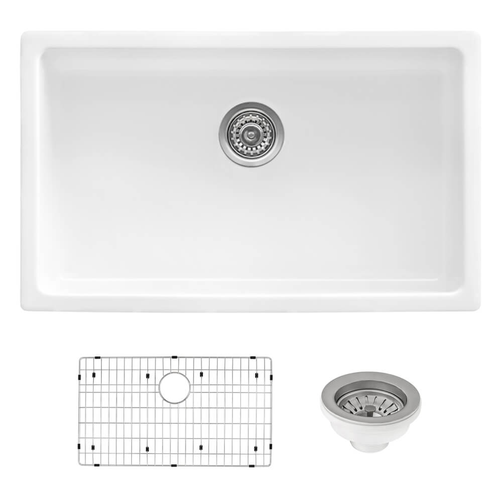 Ruvati Fireclay Undermount / Drop-in Topmount Kitchen Sink Single Bowl - 27" - White