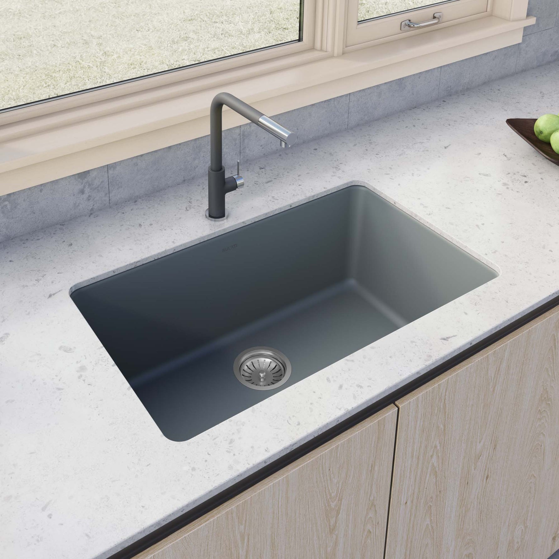 Ruvati Fireclay Undermount / Drop-in Topmount Kitchen Sink Single Bowl - 30" - Catalina Blue
