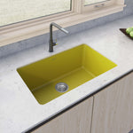 Ruvati Fireclay Undermount / Drop-in Topmount Kitchen Sink Single Bowl - 30" - Midas Yellow