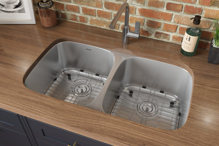 Ruvati Parmi 32-inch Undermount 50/50 Double Bowl Kitchen Sink 16 Gauge Stainless Steel