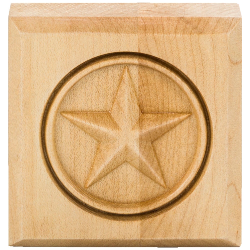 3" W x 7/8" D x 3" H White Birch Star Rosette