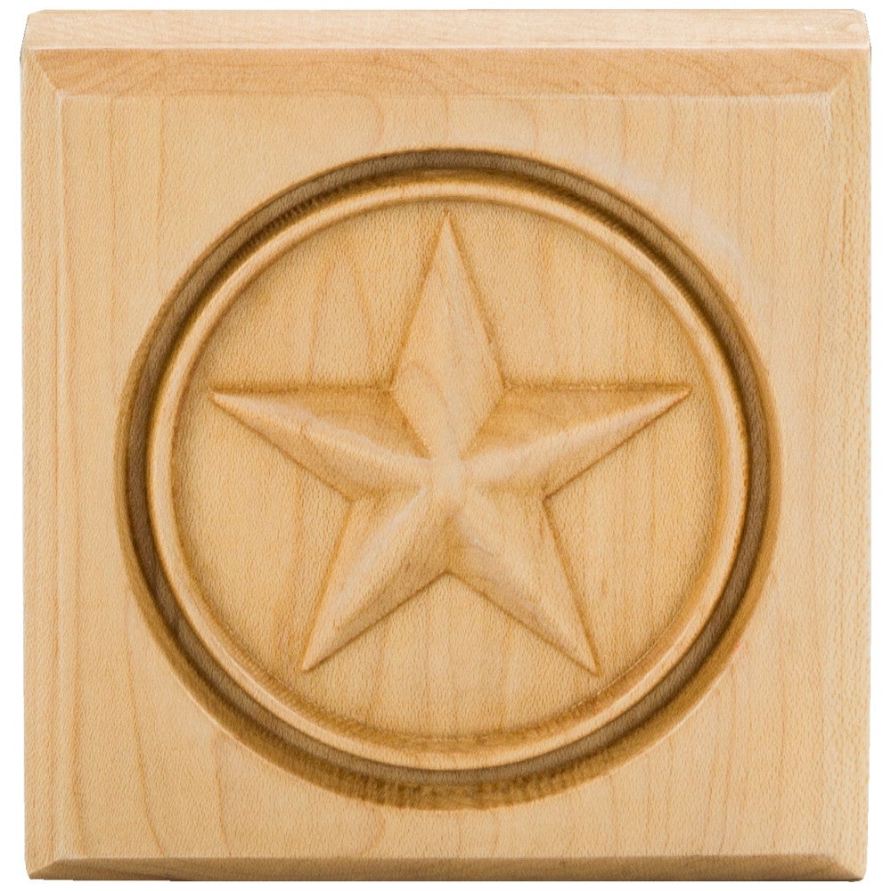 3-1/2" W x 7/8" D x 3-1/2" H Alder Star Rosette