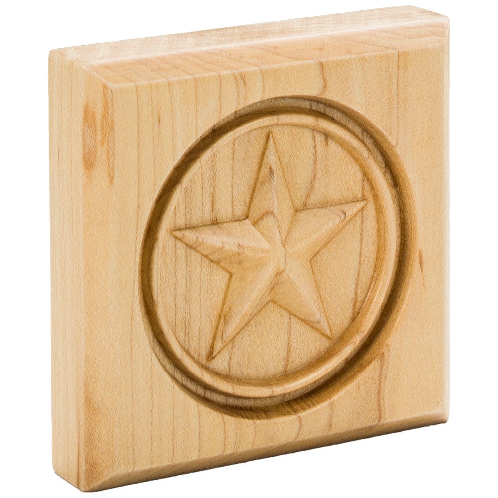 4" W x 7/8" D x 4" H Maple Star Rosette