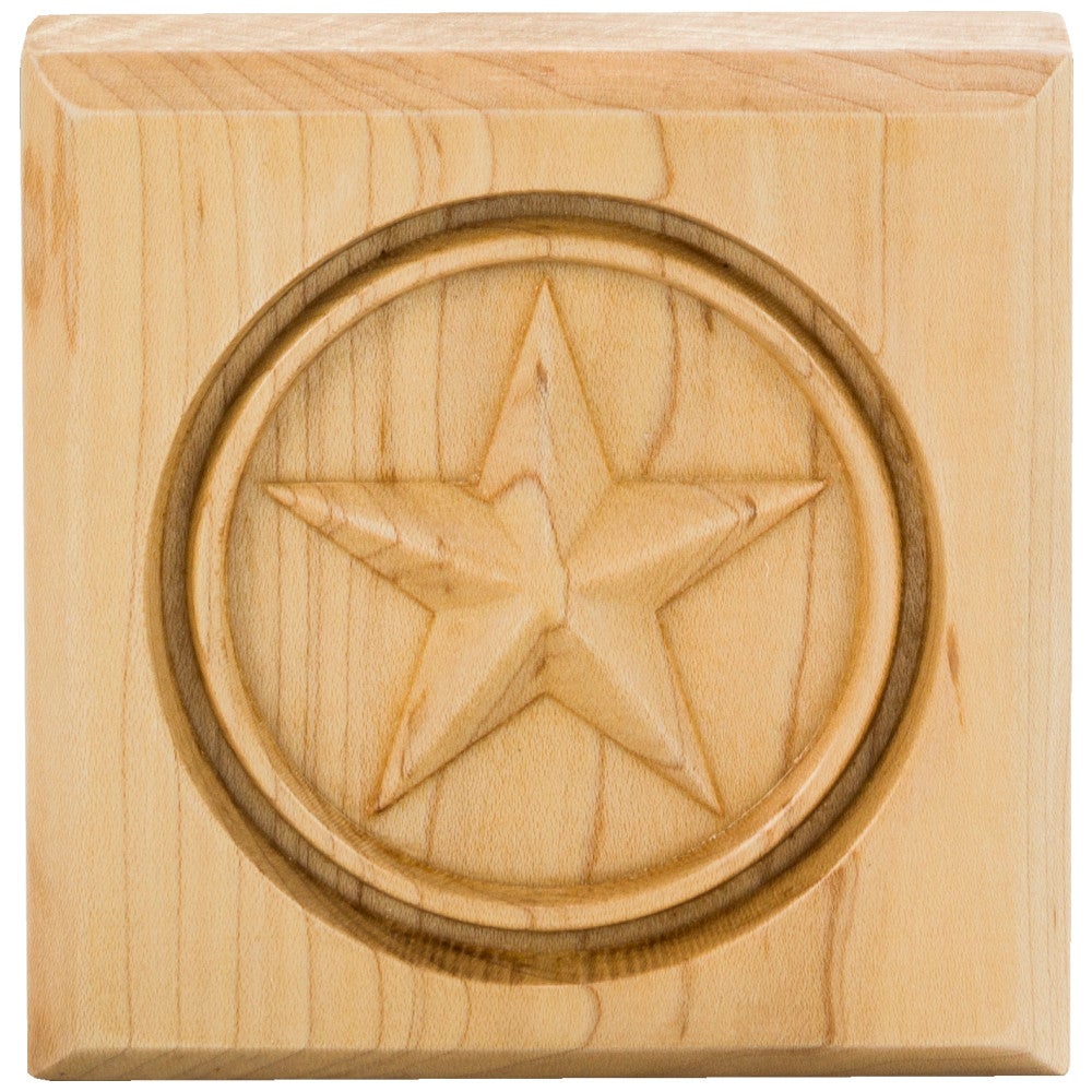 4" W x 7/8" D x 4" H White Birch Star Rosette