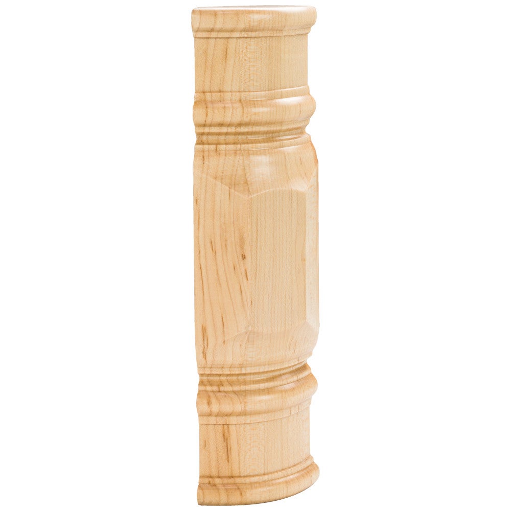 2-7/8" W x 2" D x 9-7/8" H Rubberwood Center Spool & Beveled Transition Block