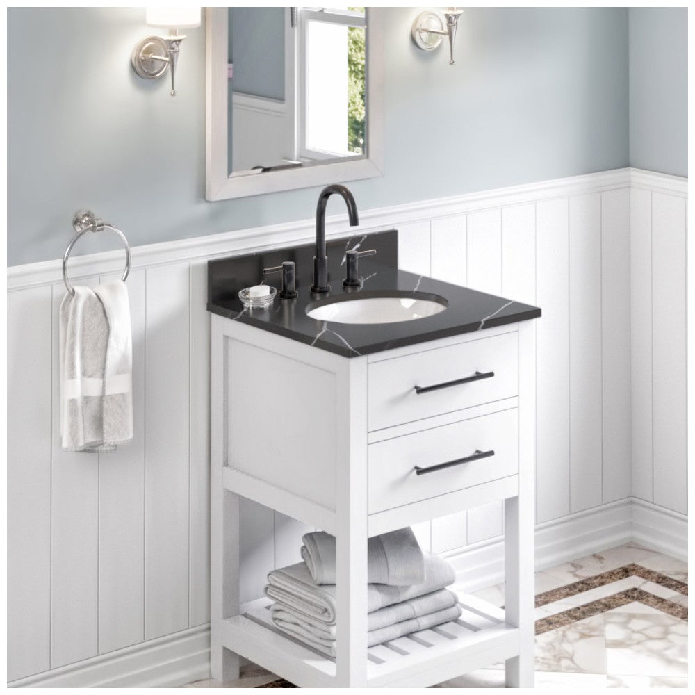 Jeffrey Alexander vanity top, Calacatta Black Quartz