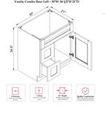 Rose Hill Signature Shaker — Grey — Vanity Sink Base VSD30L - Specification Drawing