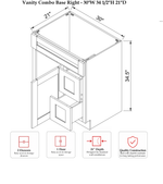 Rose Hill Studio Slim — Linen — Vanity Sink Base VSD30R - Specification Drawing
