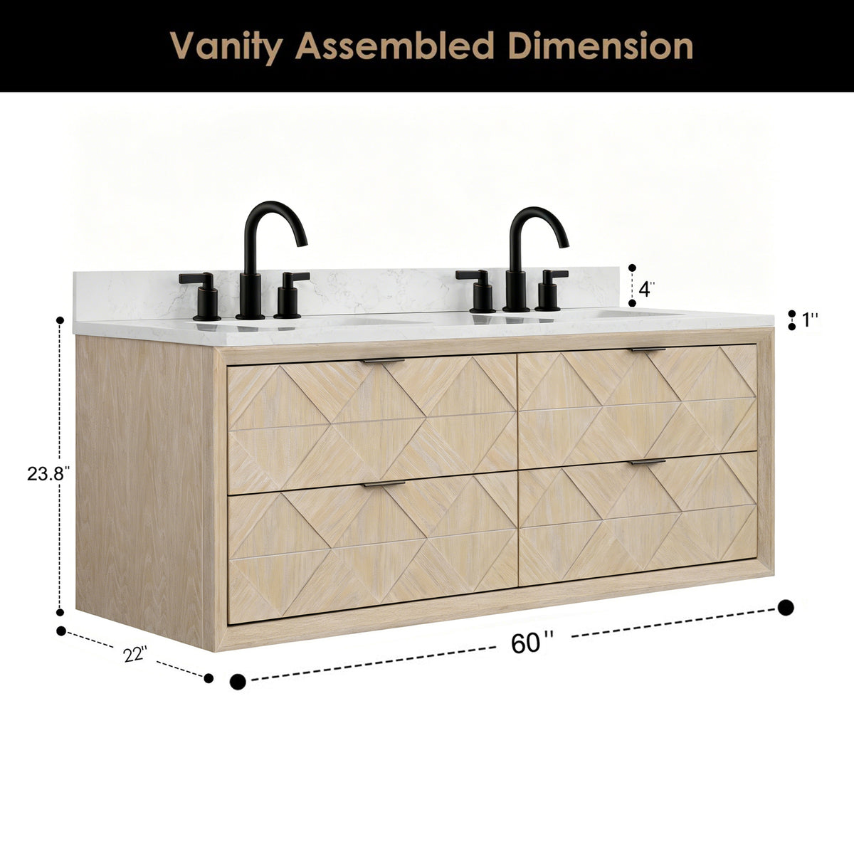 Legion WH2860 Whitewashed Oak dimensions