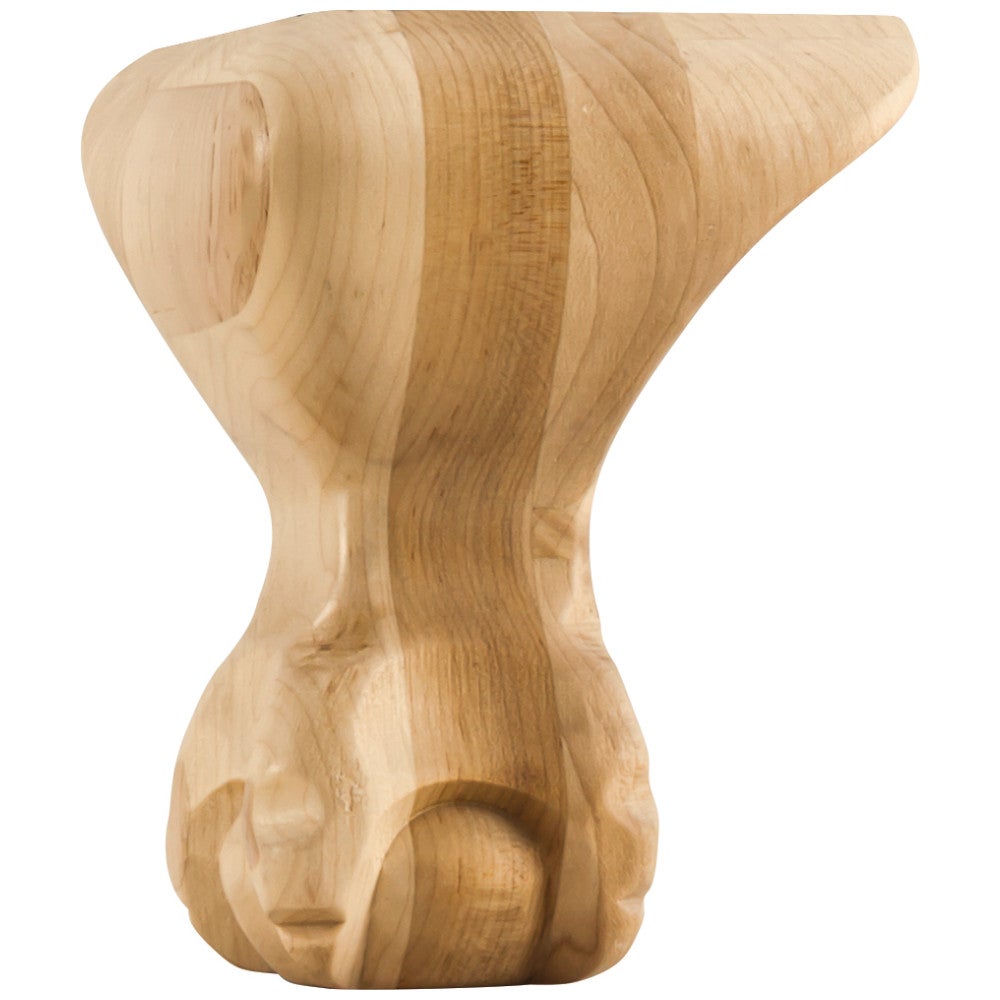 4-1/2" W x 4-1/2" D x 6" H Rubberwood Smooth Ball & Claw Leg