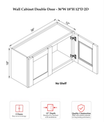 Rose Hill Signature Shaker — Navy — Wall Cabinet W3618 - Specification Drawing