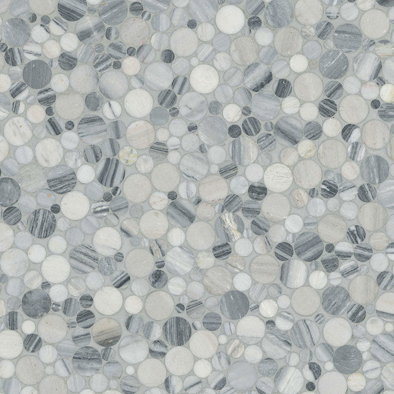 MSI Alaska Gray Marble Mosaics — Pebble Polished shade variation