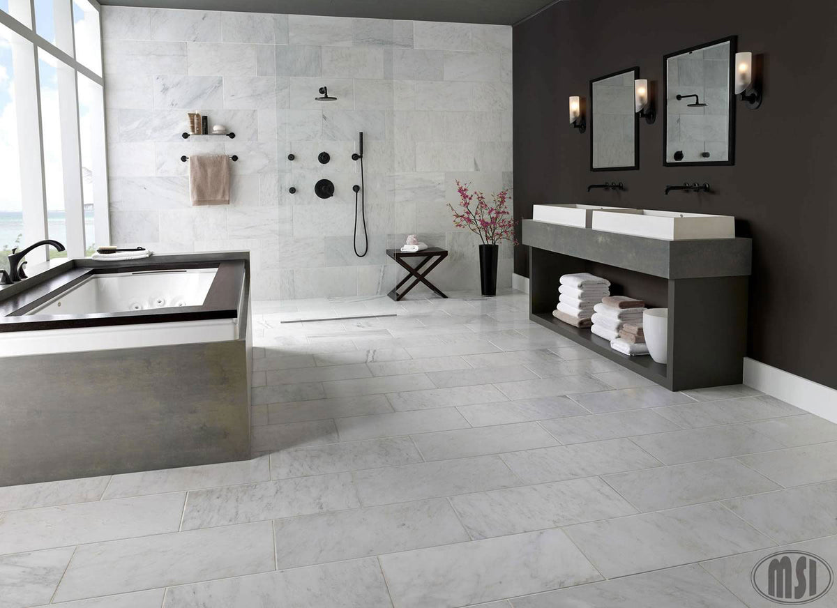 Arabescato Carrara marble room scene 3