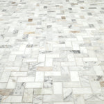 Arabescato Venato White 1x2 Herringbone honed - angle view