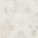 Arabescato Venato White 2 inch Hexagon honed marble mosaic