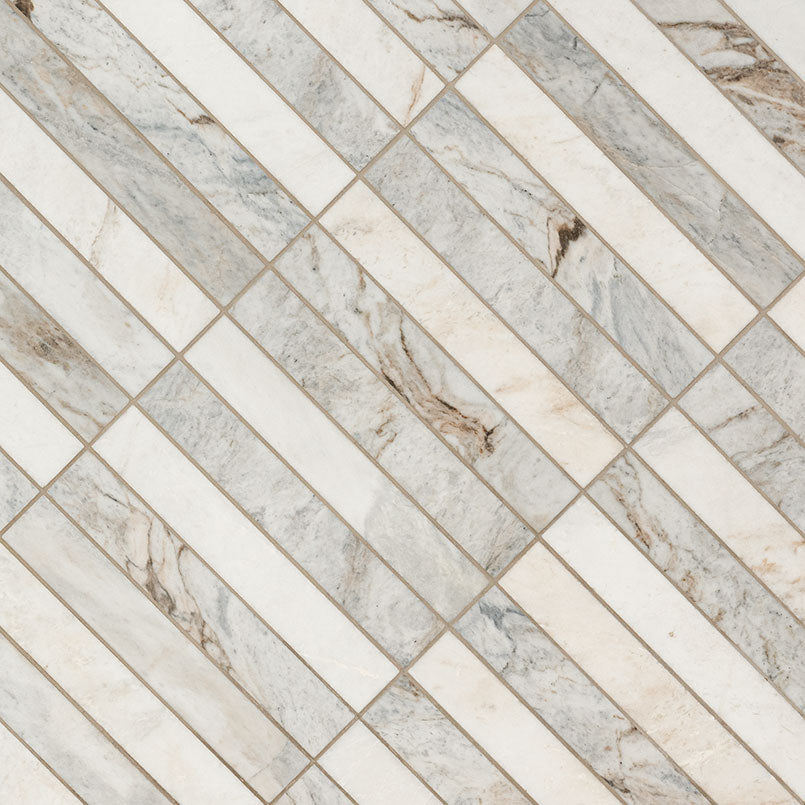 Arabescato Venato White 2x12 Stacked honed - angle view