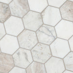 Arabescato Venato White 5 inch Hexagon honed - angle view