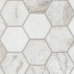 Arabescato Venato White 5 inch Hexagon honed marble mosaic