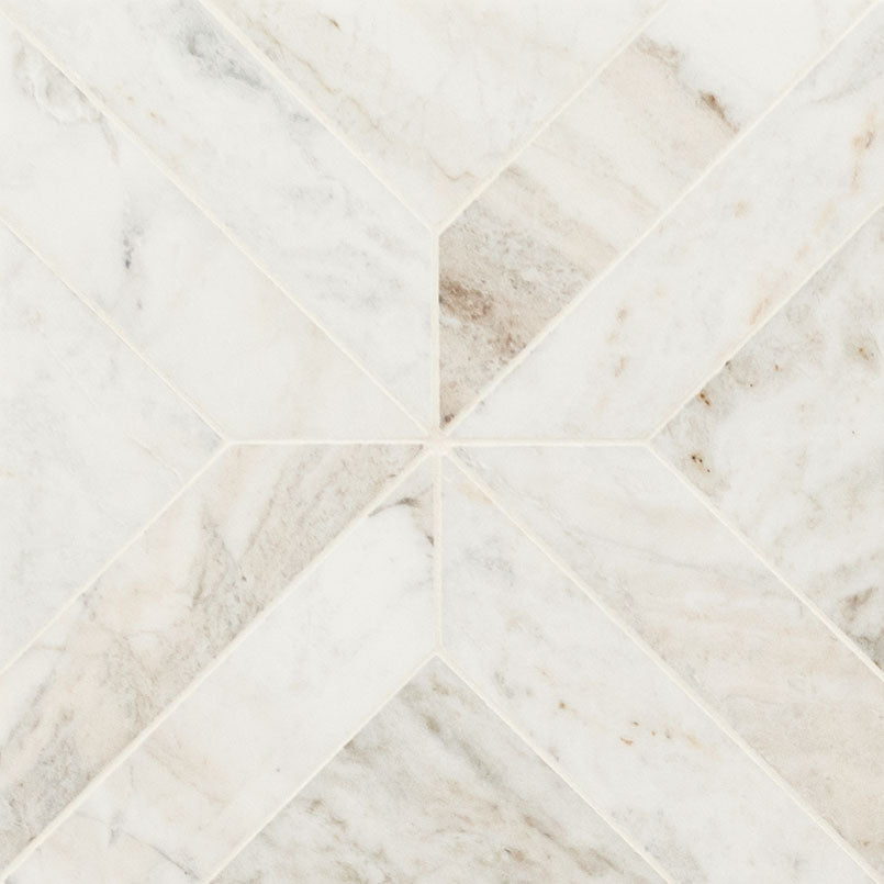 Arabescato Venato White Argyle honed marble mosaic