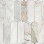 Arabescato Venato White Picket honed marble mosaic