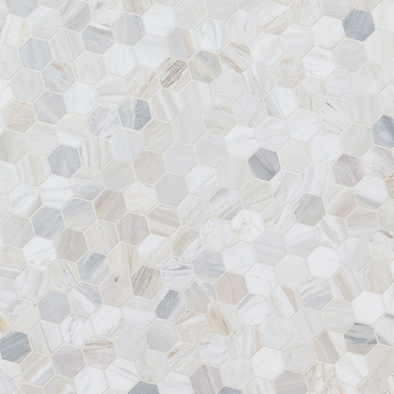 Athena Gold 2 inch Hexagon honed - angle view