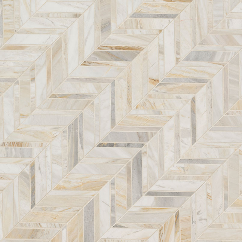 Athena Gold Chevron pattern honed - angle view