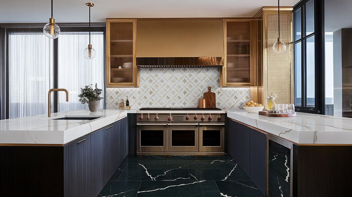 Athena Gold Estrella polished - kitchen room scene