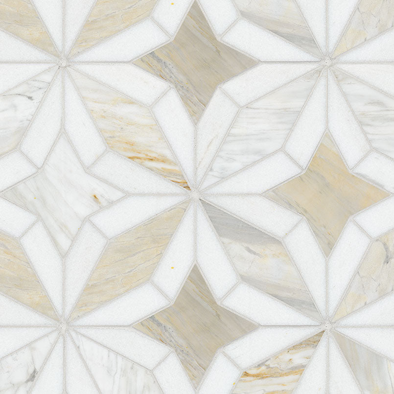 Athena Gold Estrella polished marble mosaic