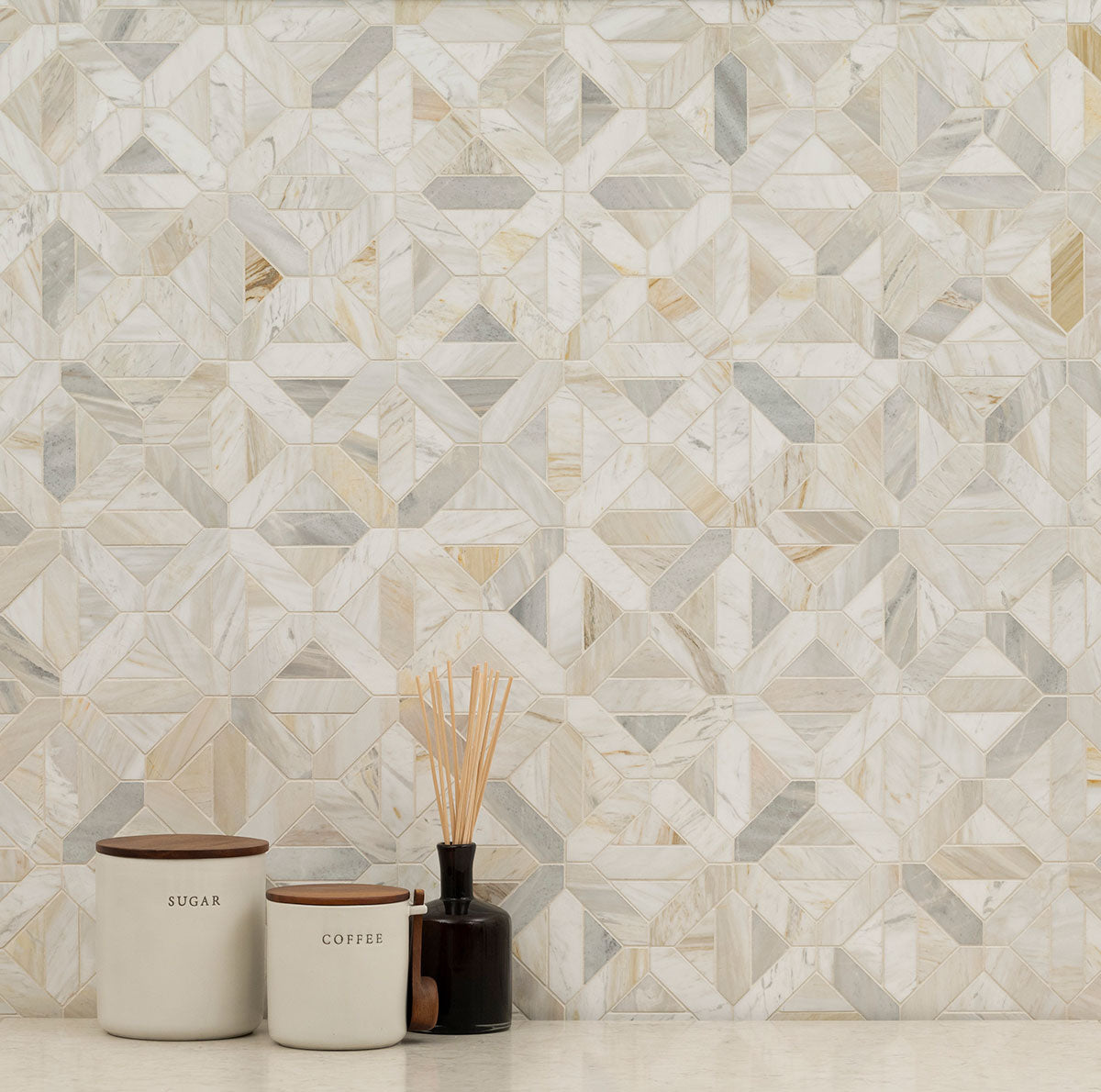 Athena Gold Geometrica honed - room scene