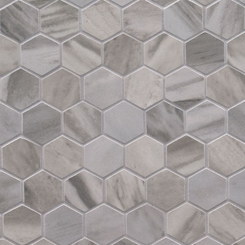 MSI Eden Marble-Look Porcelain Mosaics - Bardiglio 2x2 Hexagon Matte