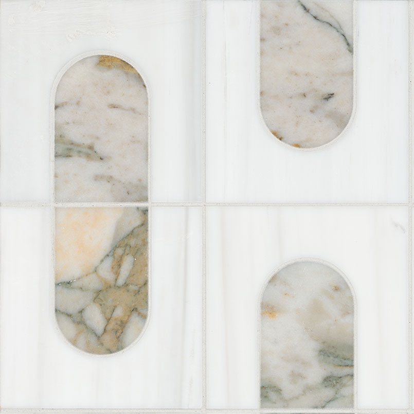 Bianco Dolomite Moderno polished marble mosaic
