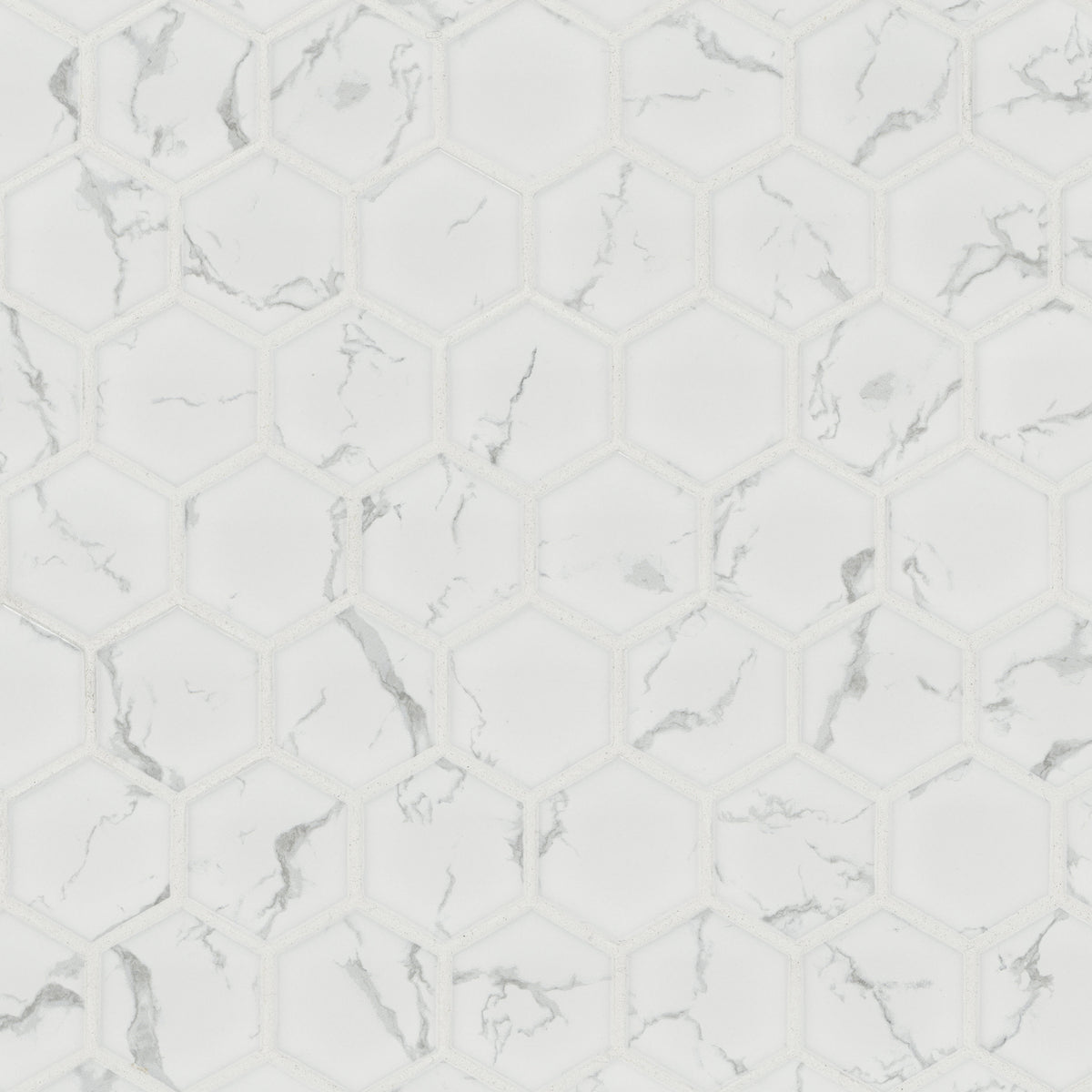 Carrara Porcelain 2" Hexagon Matte