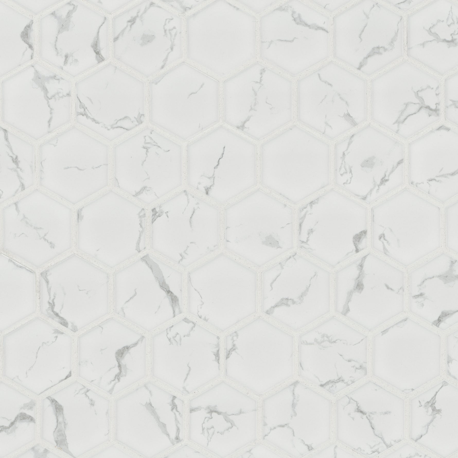 Carrara Porcelain 2" Hexagon Matte