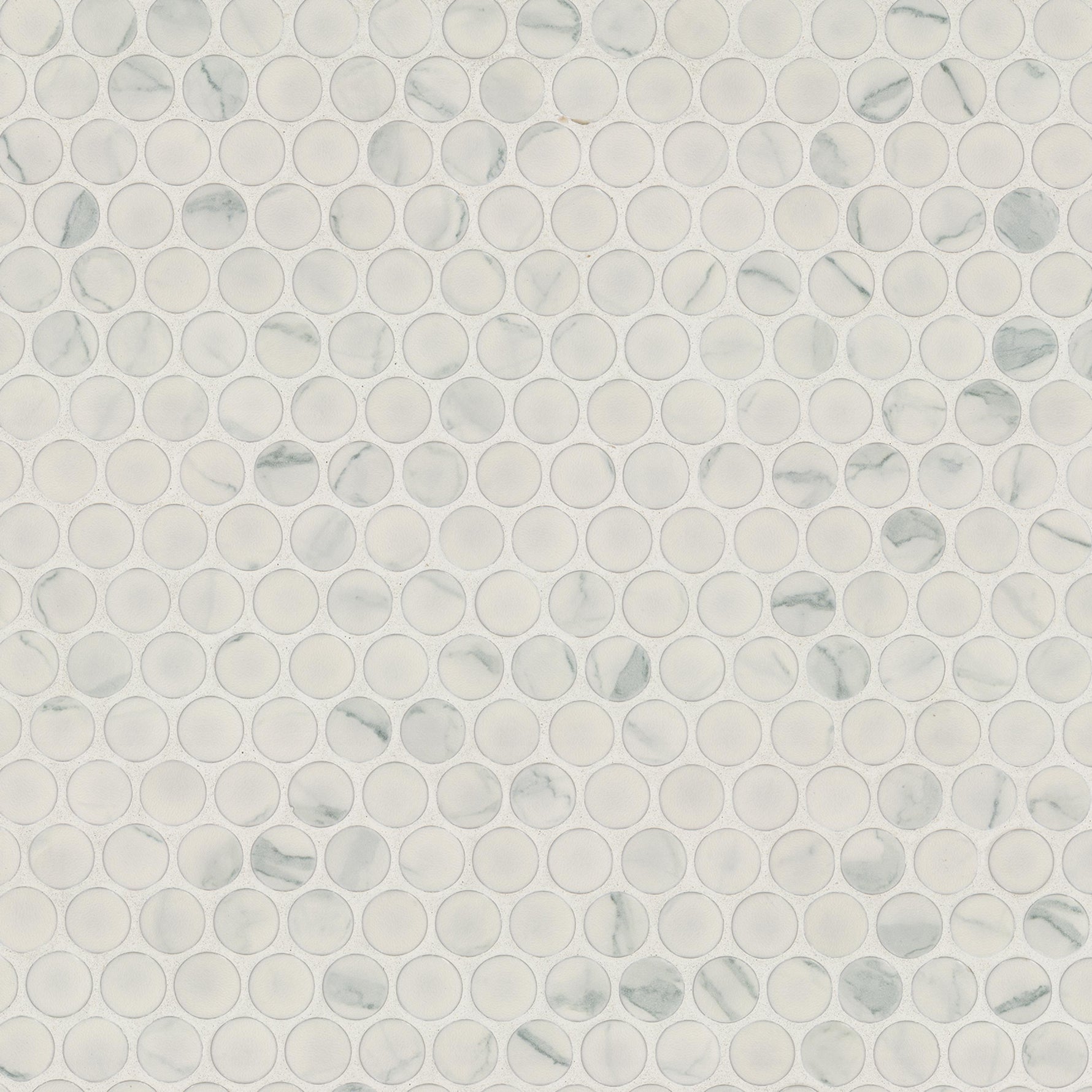 Carrara Porcelain Penny Round Matte