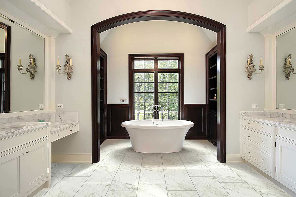 Pietra Carrara porcelain room scene